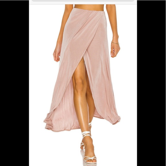 Faux Wrap Maxi Skirt In Blush 